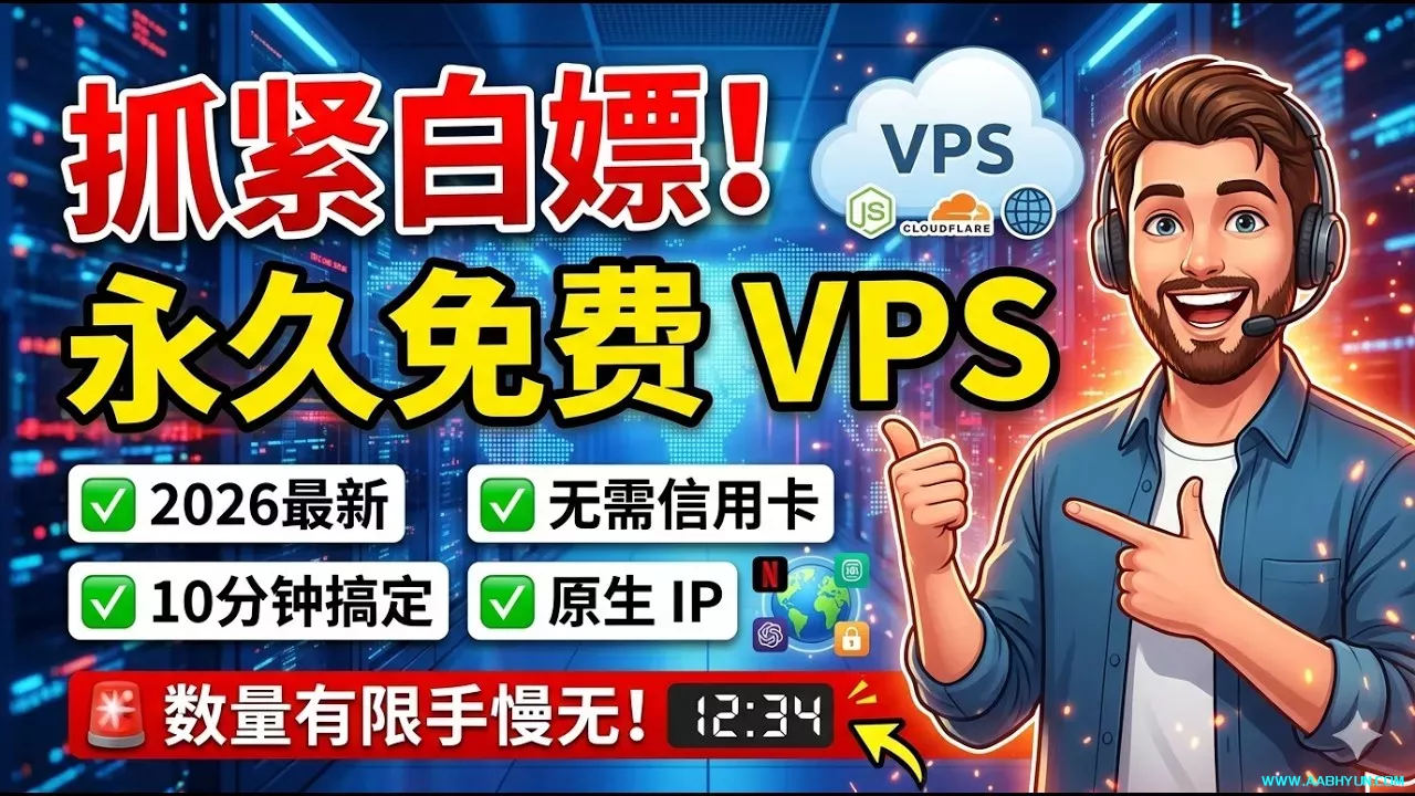 2026最新永久免费VPS，无需信用卡10分钟搞定，数量有限手慢无！