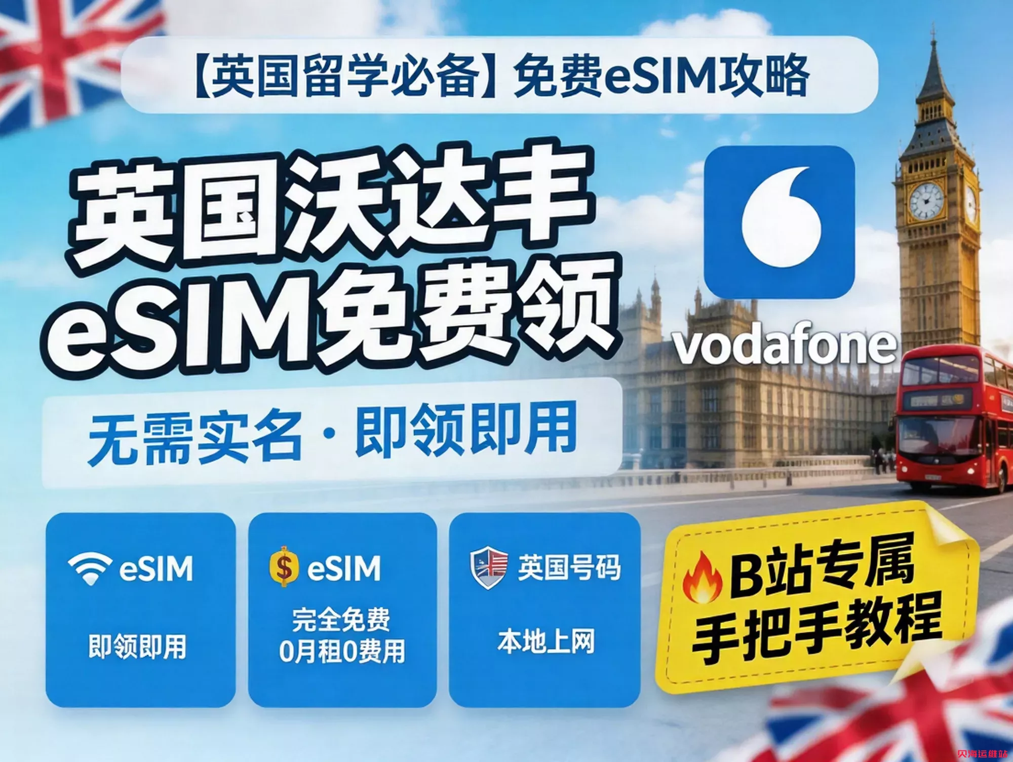Vodafone UK 免费 eSIM 申请教程（2026 最新）
